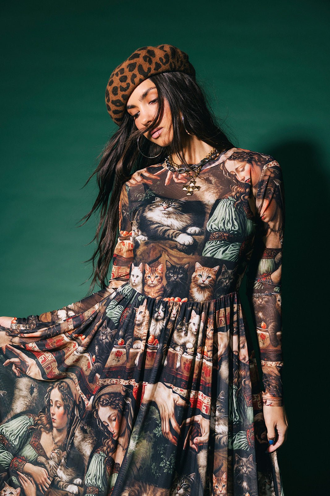 More You Mesh Maxi Dress in Cult of Cats - Dressed in Lala