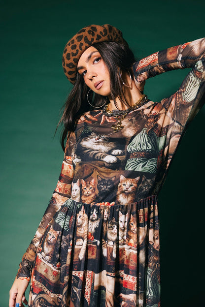 More You Mesh Maxi Dress in Cult of Cats - Dressed in Lala