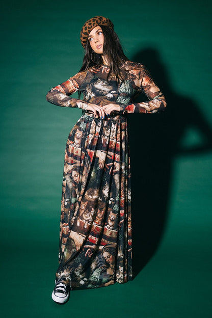 More You Mesh Maxi Dress in Cult of Cats - Dressed in Lala