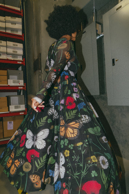 More You Mesh Maxi Dress in Folklore Florals - Dressed in Lala