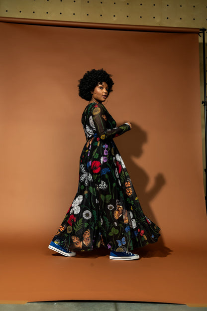 More You Mesh Maxi Dress in Folklore Florals - Dressed in Lala