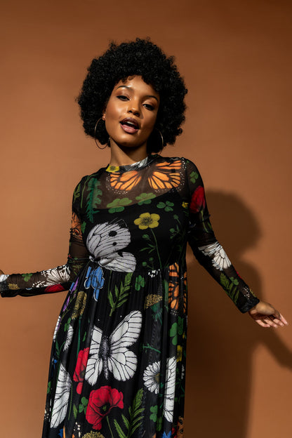 More You Mesh Maxi Dress in Folklore Florals - Dressed in Lala