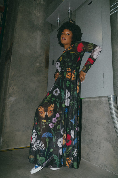 More You Mesh Maxi Dress in Folklore Florals - Dressed in Lala