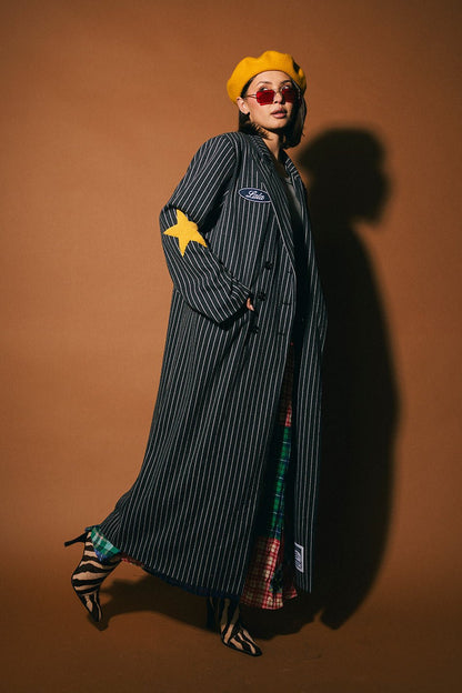Muse De Lala Pinstripe Longline Coat - Dressed in Lala