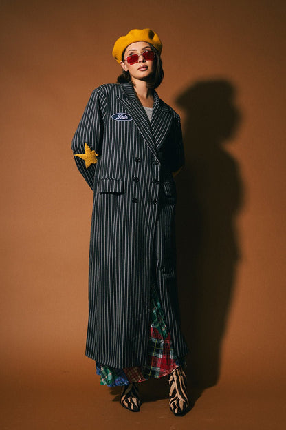 Muse De Lala Pinstripe Longline Coat - Dressed in Lala