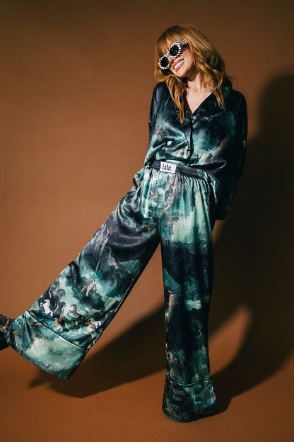 Mystic Mustang Jacquard Satin Set - Dressed in Lala