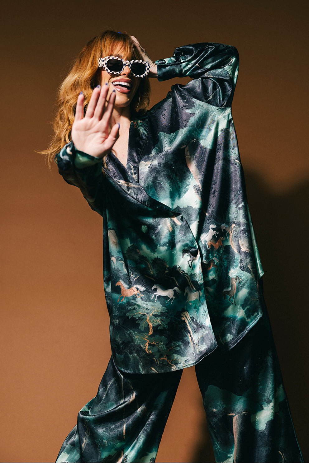 Mystic Mustang Jacquard Satin Set - Dressed in Lala