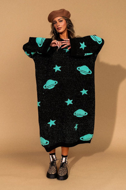 Need Some Space Oversized Knit Dress in Mint - Dressed in Lala