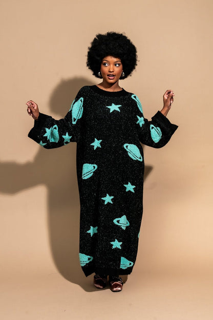 Need Some Space Oversized Knit Dress in Mint - Dressed in Lala