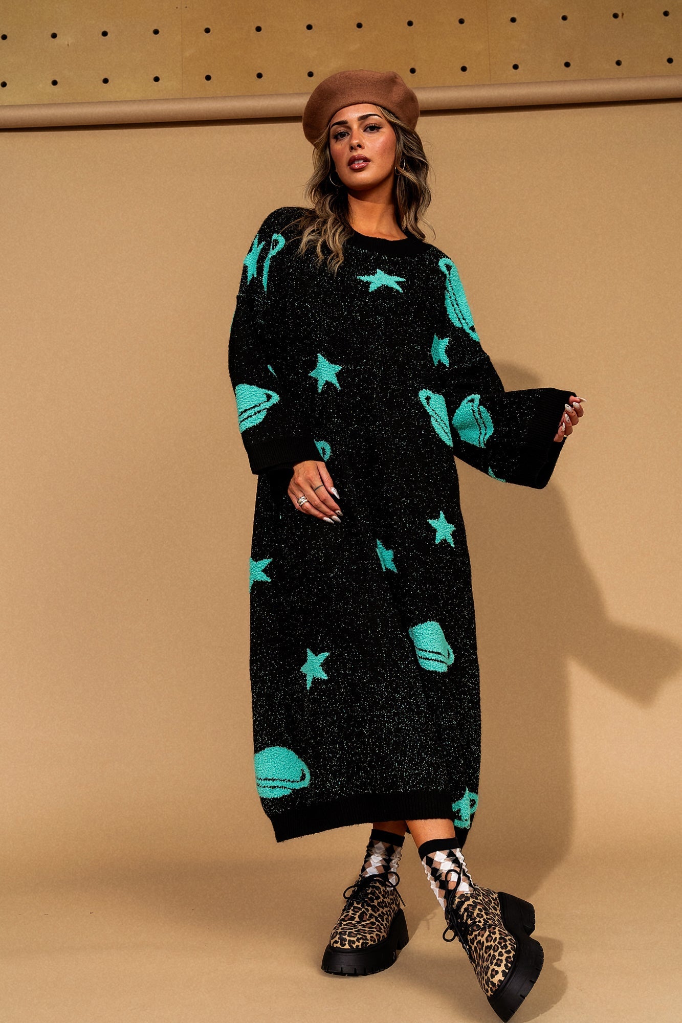 Need Some Space Oversized Knit Dress in Mint - Dressed in Lala