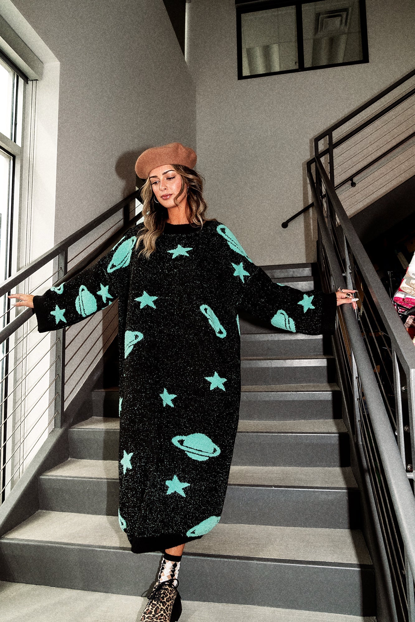 Need Some Space Oversized Knit Dress in Mint - Dressed in Lala