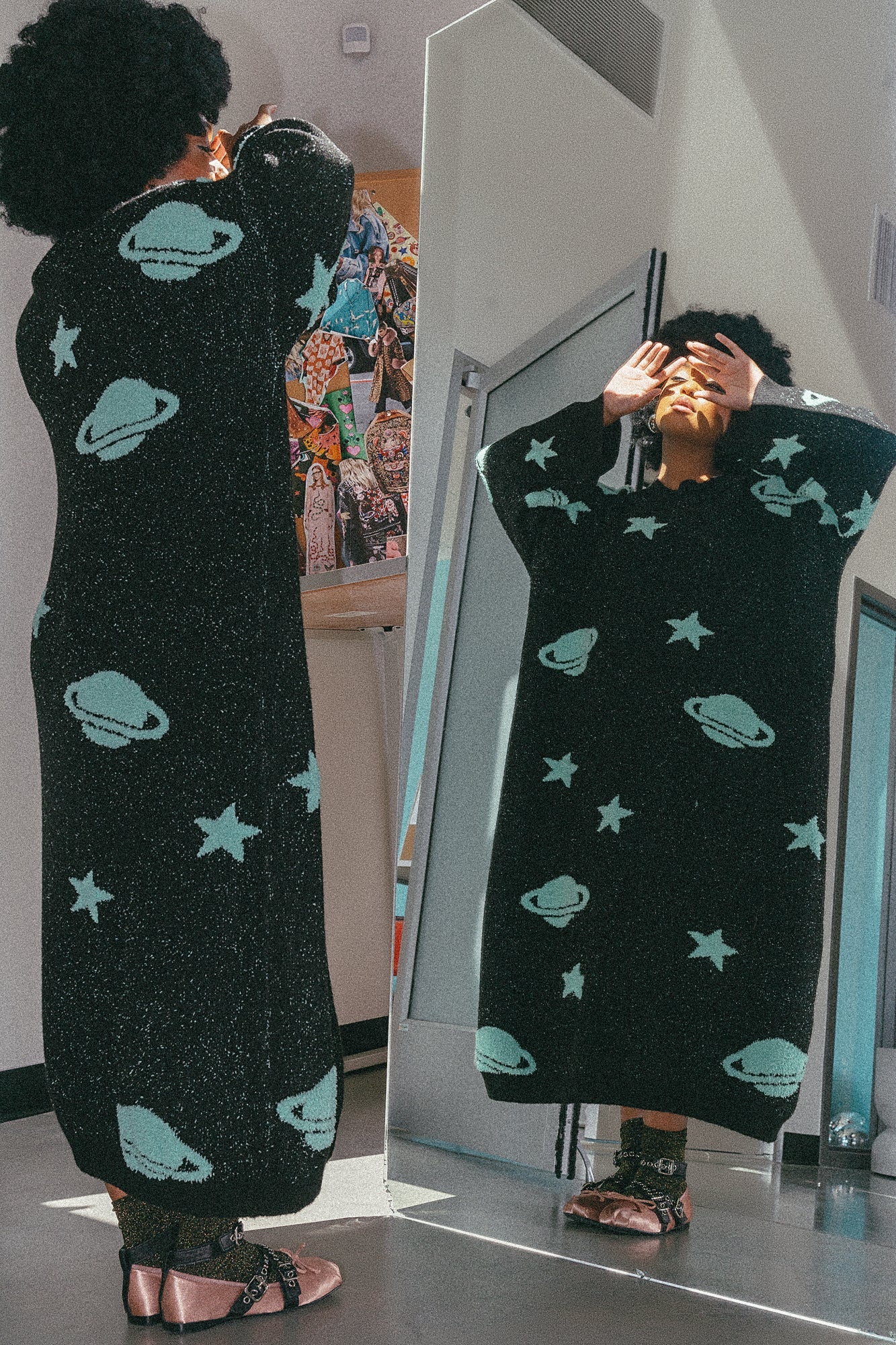 Need Some Space Oversized Knit Dress in Mint - Dressed in Lala