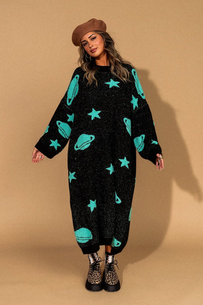 Need Some Space Oversized Knit Dress in Mint - Dressed in Lala