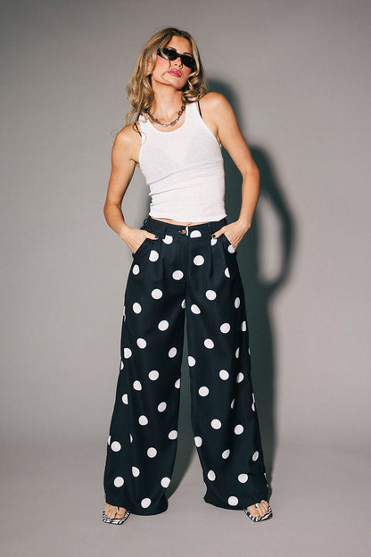 Never Taking These Off Trousers in Classic Polka Dot - Dressed in Lala