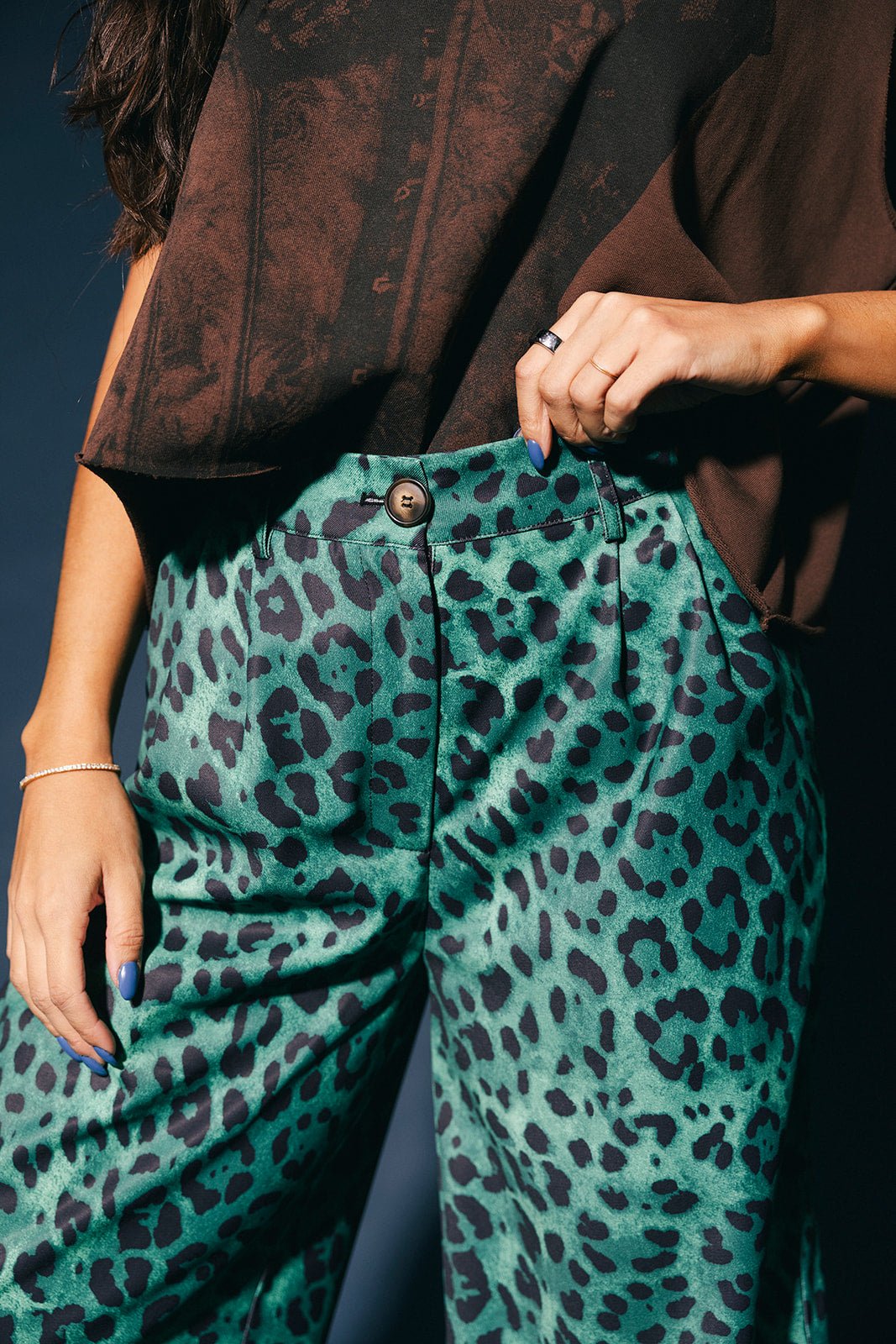 Never Taking These Off Trousers in Emerald Leopard - Dressed in Lala