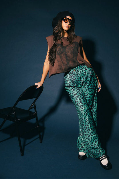 Never Taking These Off Trousers in Emerald Leopard - Dressed in Lala