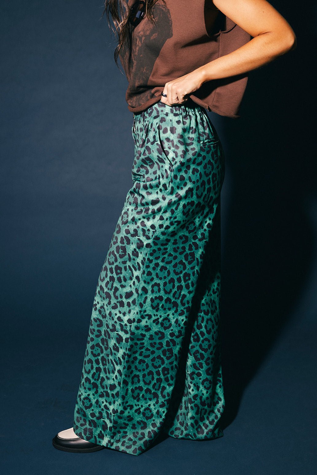 Never Taking These Off Trousers in Emerald Leopard - Dressed in Lala