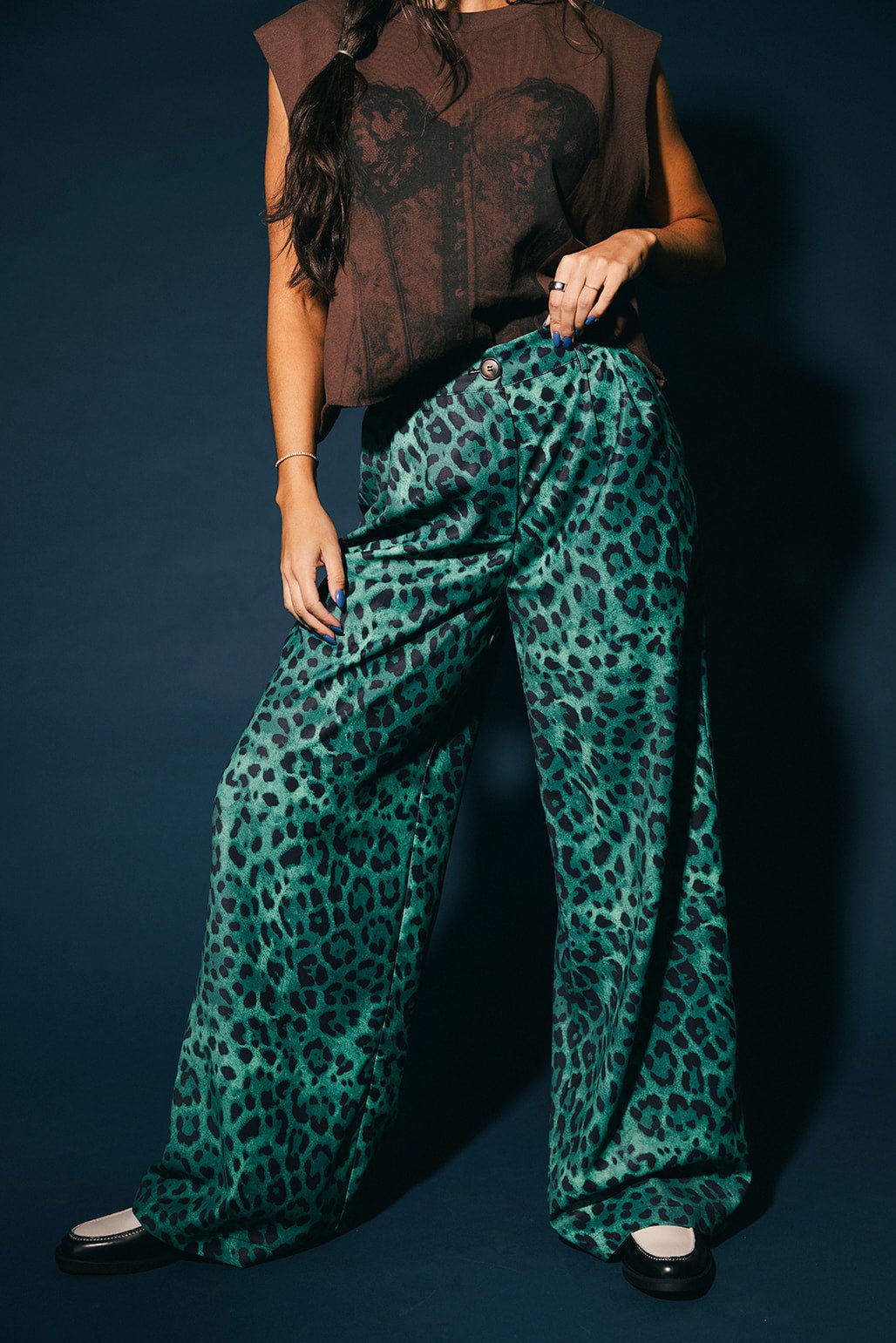 Never Taking These Off Trousers in Emerald Leopard - Dressed in Lala