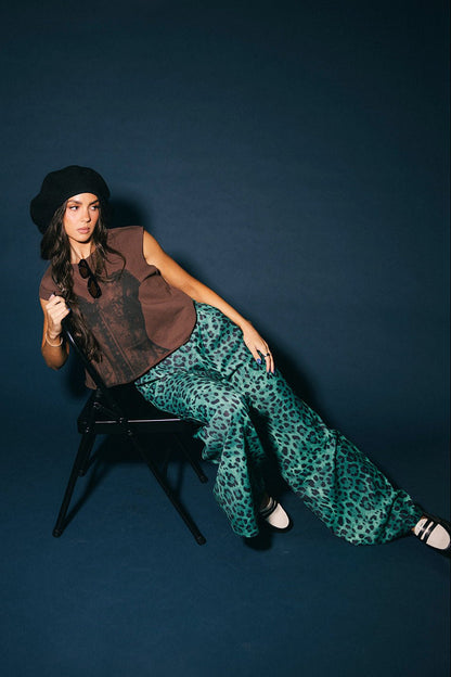 Never Taking These Off Trousers in Emerald Leopard - Dressed in Lala