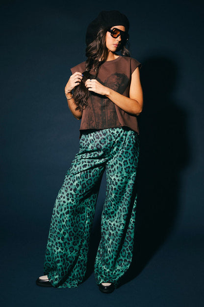 Never Taking These Off Trousers in Emerald Leopard - Dressed in Lala