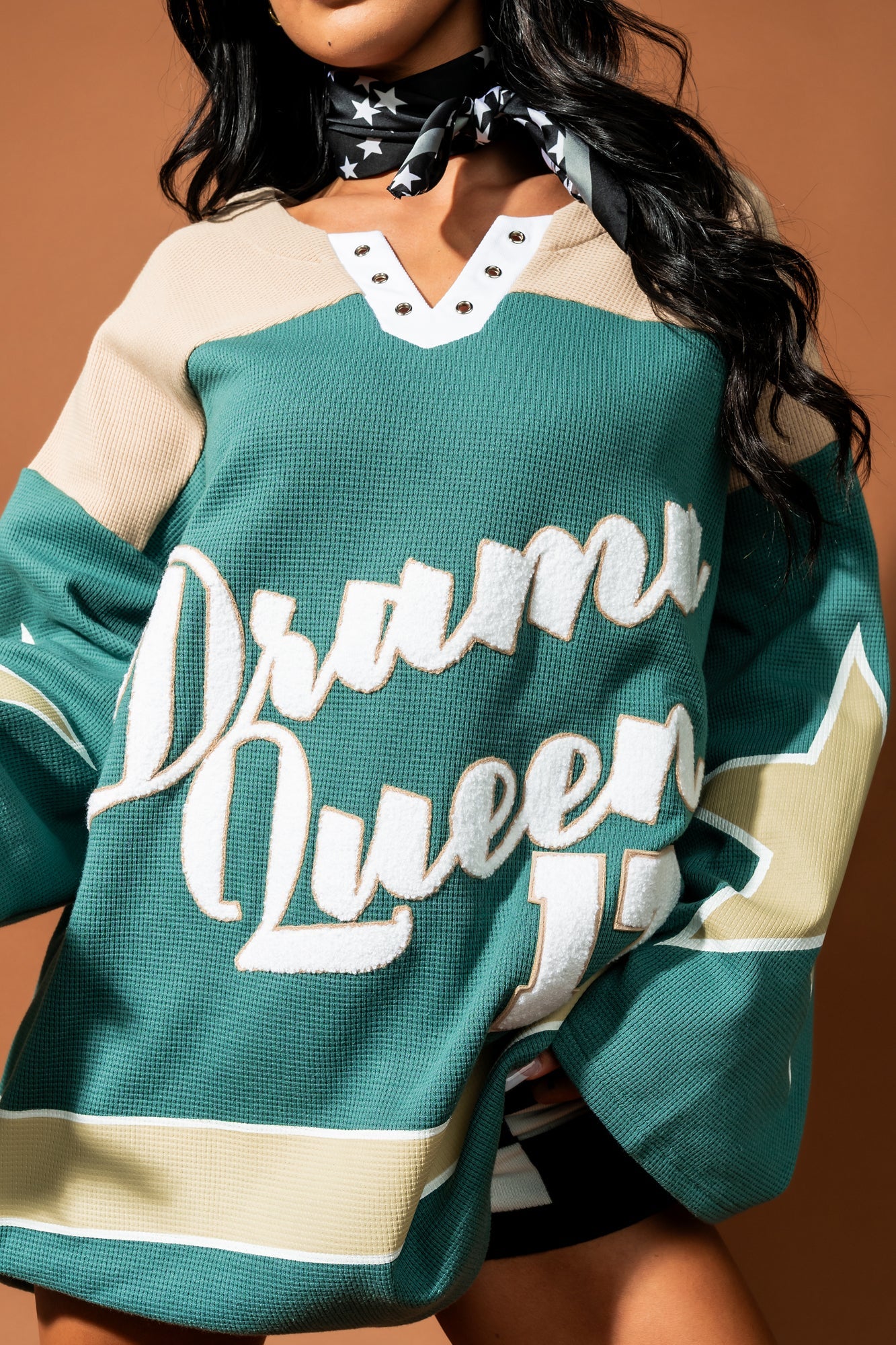 Not Your Drama Queen Waffle Knit Hockey Jersey - Dressed in Lala