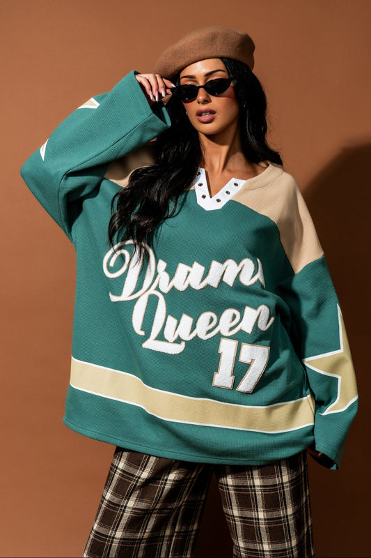 Not Your Drama Queen Waffle Knit Hockey Jersey - Dressed in Lala