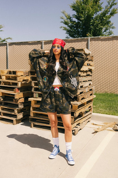 Now or Never Camo Boxer Sweat Shorts - Dressed in Lala
