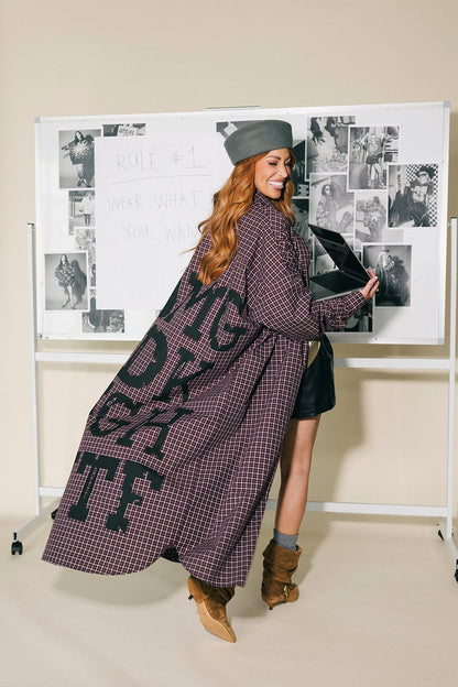 OMG IDK UGH WTF Oversized Plaid Duster - Dressed in Lala