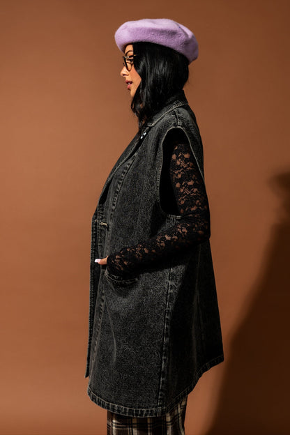 Outlaw Longline Denim Moto Vest - Dressed in Lala