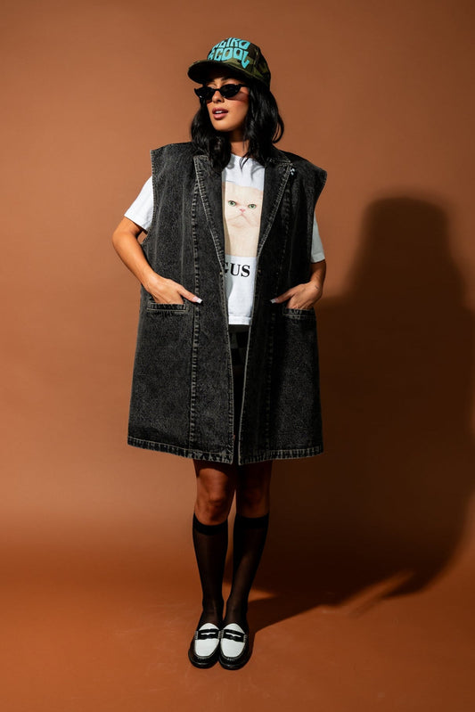 Outlaw Longline Denim Moto Vest - Dressed in Lala