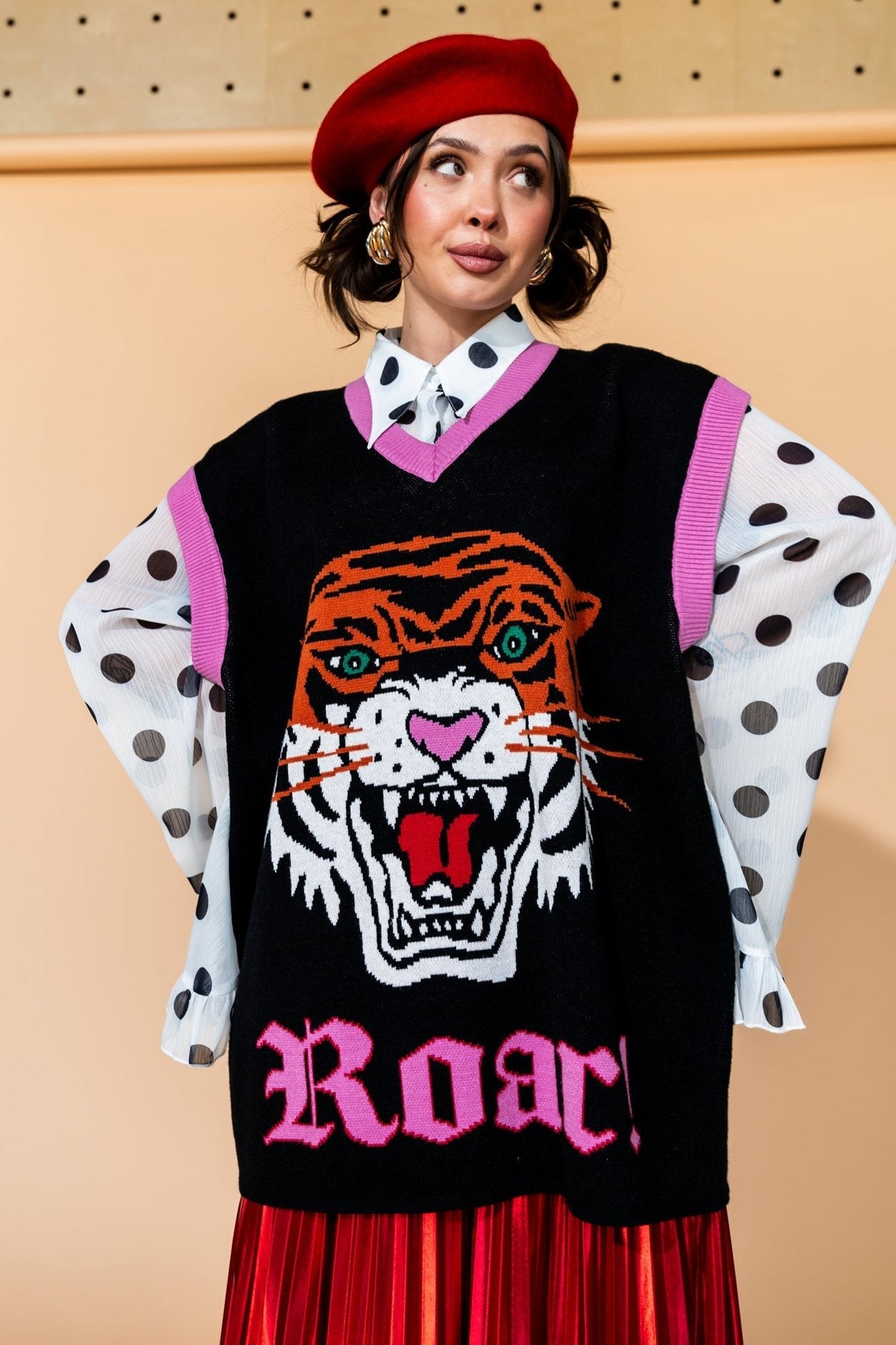 Oversized Sweater Vest in Hear Me Roar - Dressed in Lala