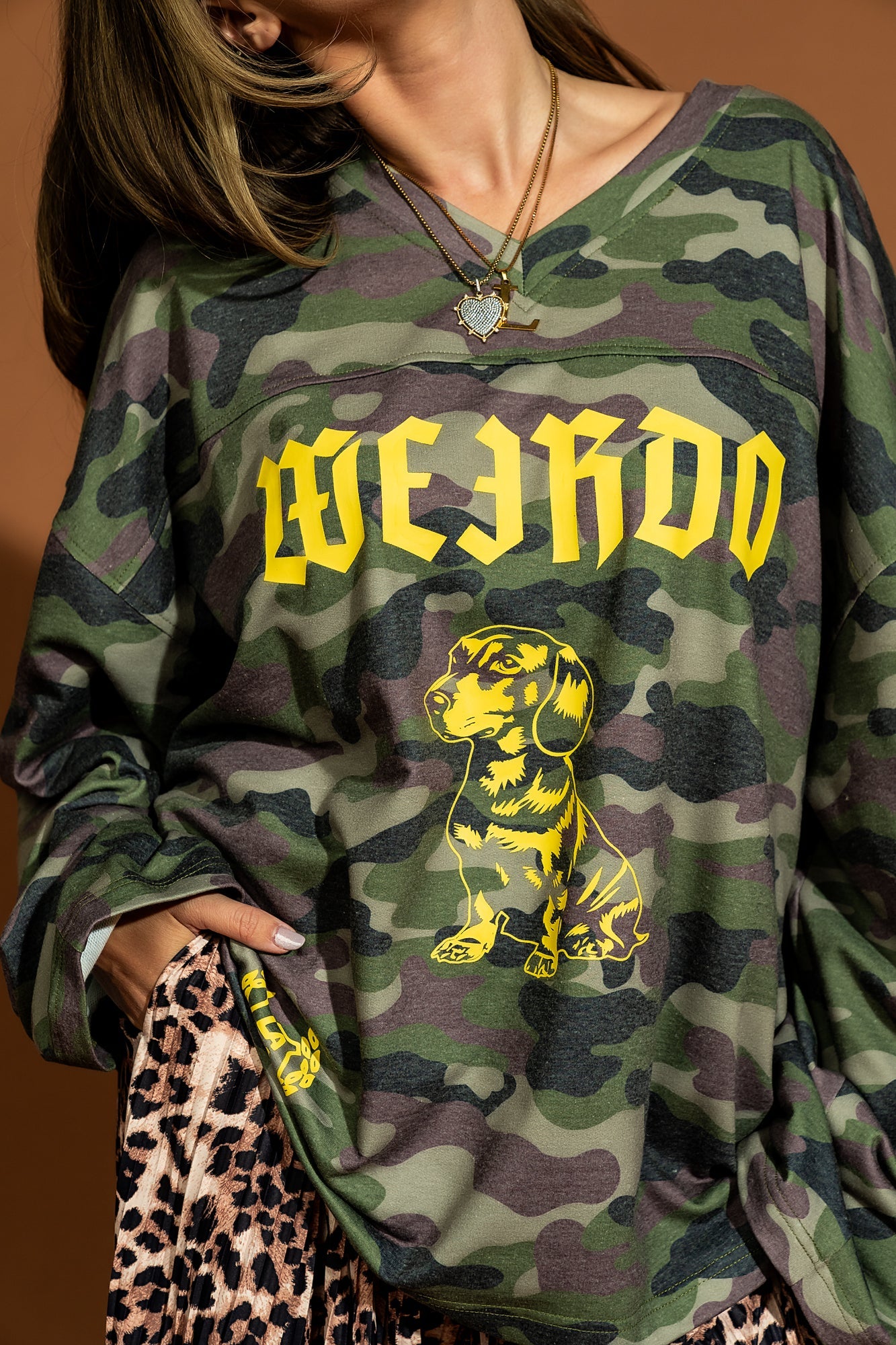 Oversized Weirdo Jersey Long Sleeve Tee in Camo - Dressed in Lala