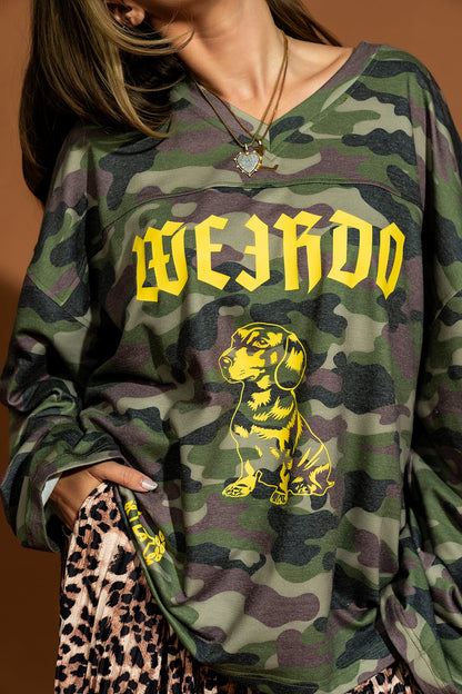 Oversized Weirdo Jersey Long Sleeve Tee in Camo - Dressed in Lala