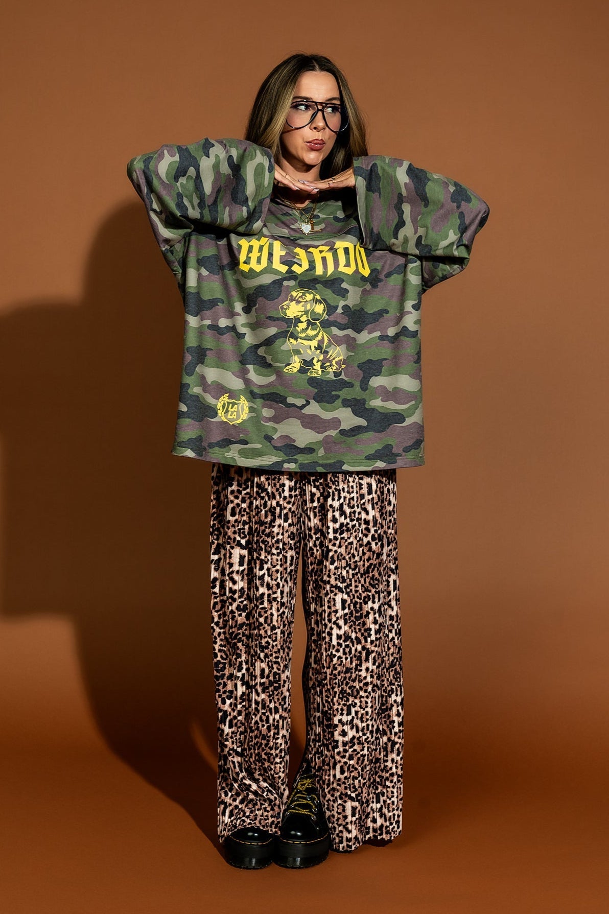 Oversized Weirdo Jersey Long Sleeve Tee in Camo - Dressed in Lala