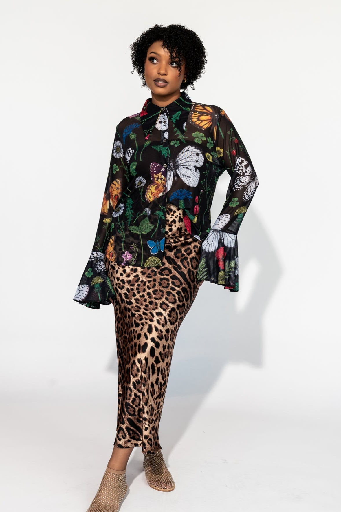 Paris For The Weekend Mesh Button Up in Folklore Florals - Dressed in Lala