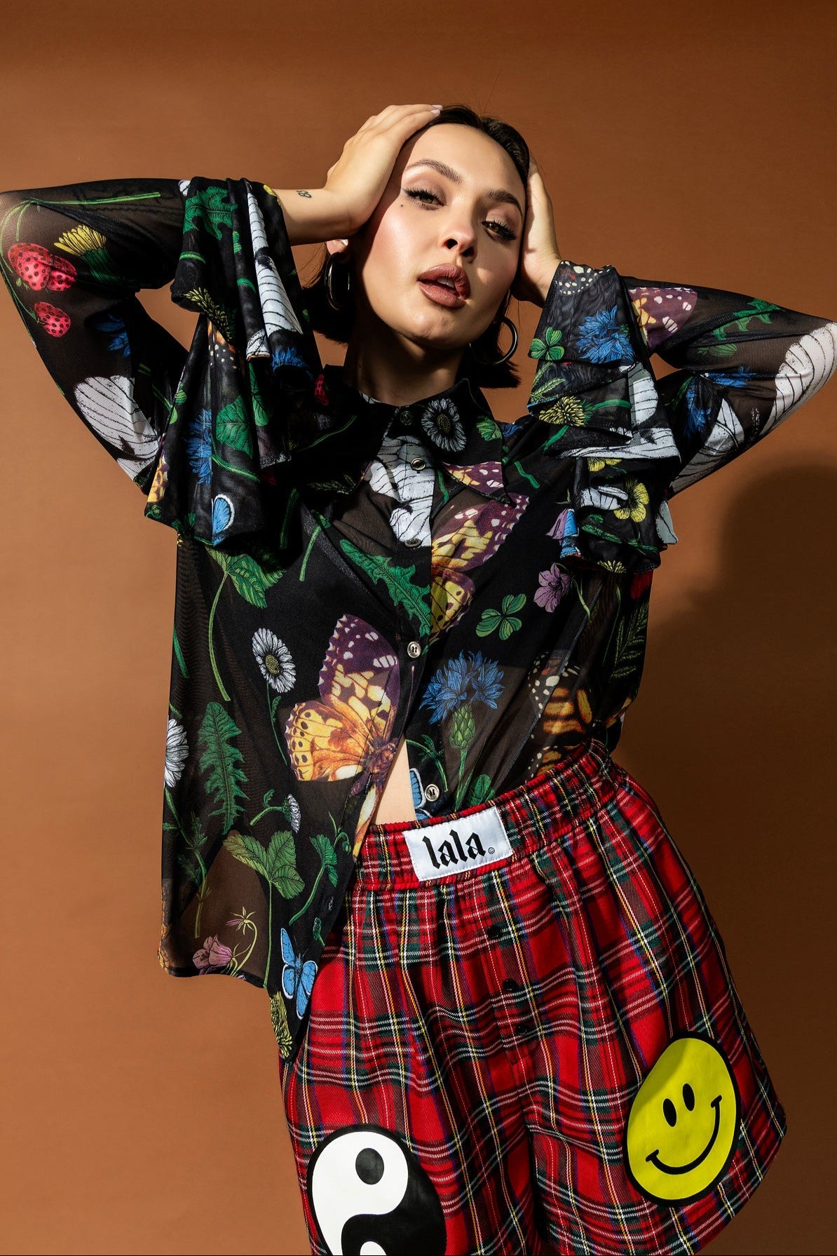 Paris For The Weekend Mesh Button Up in Folklore Florals - Dressed in Lala