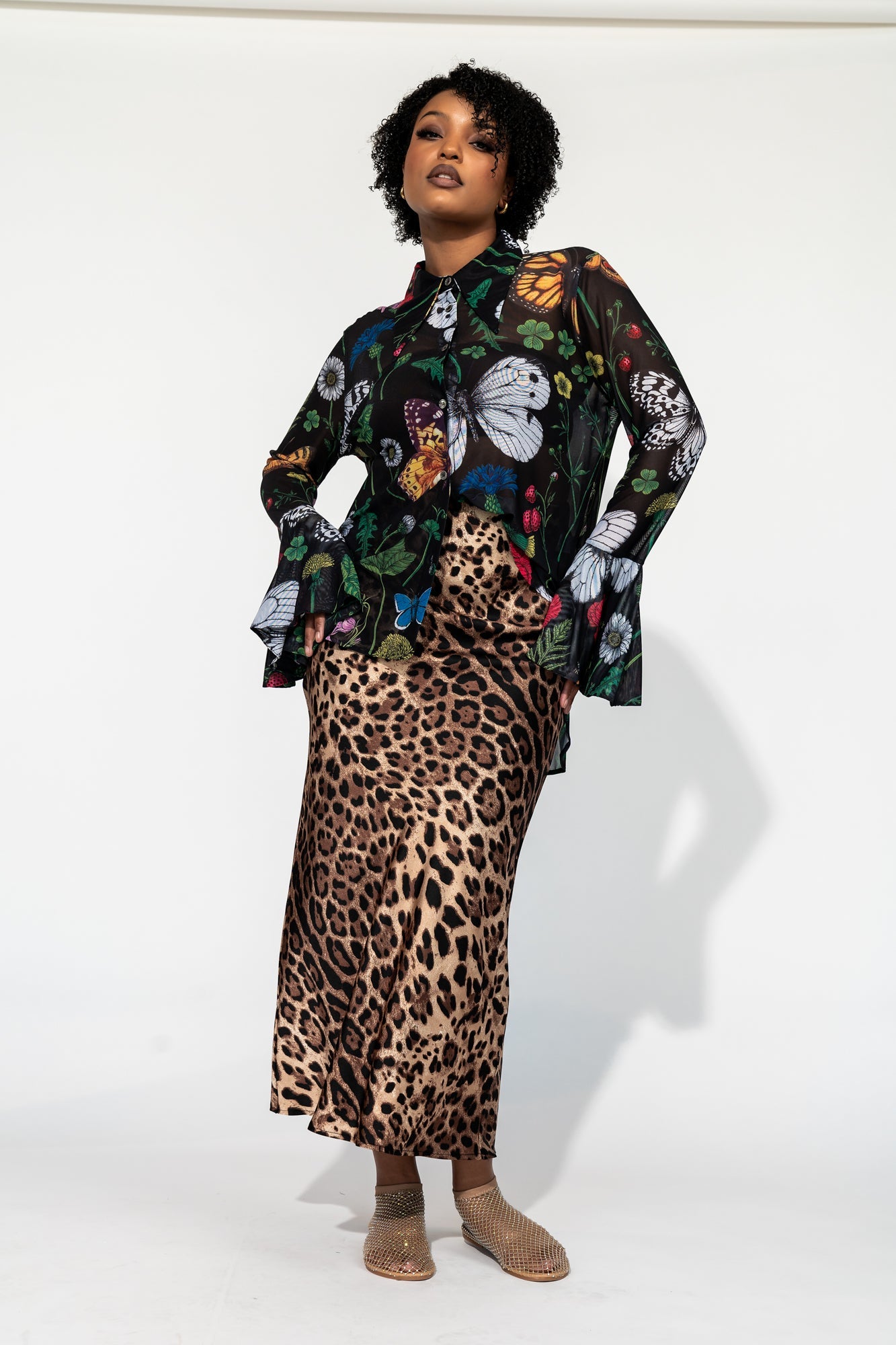 Paris For The Weekend Mesh Button Up in Folklore Florals - Dressed in Lala