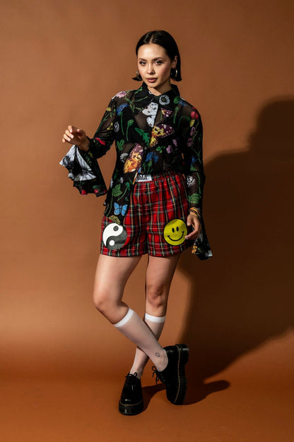 Paris For The Weekend Mesh Button Up in Folklore Florals - Dressed in Lala