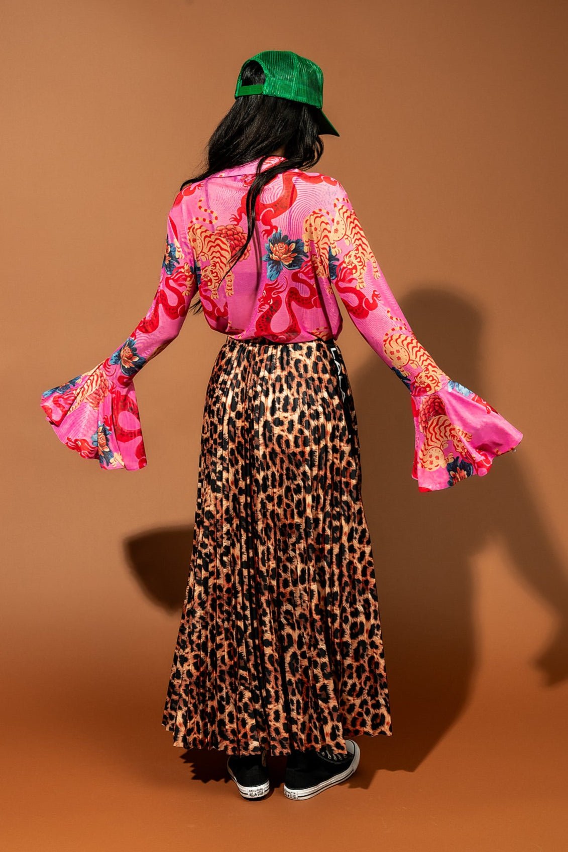 Paris For The Weekend Mesh Button Up in Year of the Dragon - Dressed in Lala