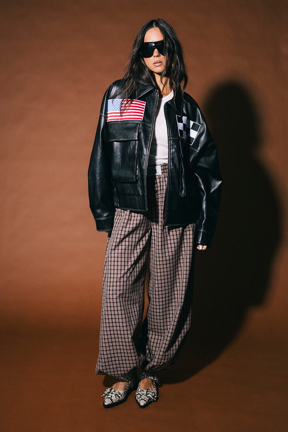 Past Lives Balloon Leg Boxer Pants in Brown Plaid - Dressed in Lala