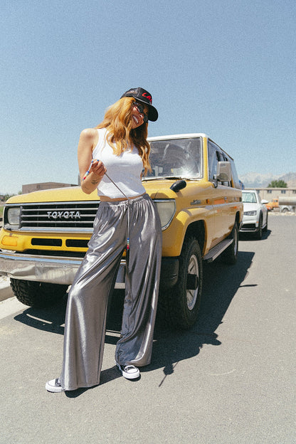 Phone Home Metallic Wide Leg Pants - Dressed in Lala