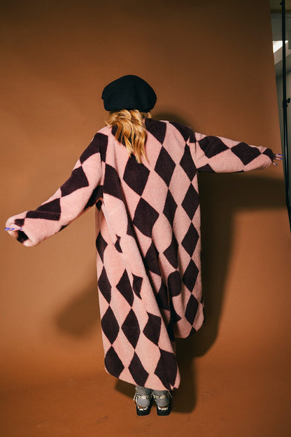 Pink Cosmos Longline Faux Fur Coat - Dressed in Lala
