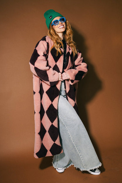 Pink Cosmos Longline Faux Fur Coat - Dressed in Lala