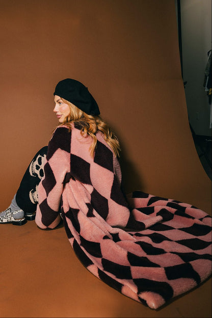 Pink Cosmos Longline Faux Fur Coat - Dressed in Lala