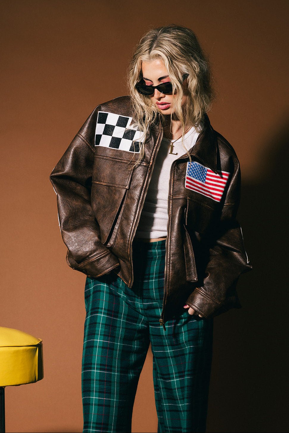 Pit Crew Vegan Leather Bomber Jacket - Dressed in Lala
