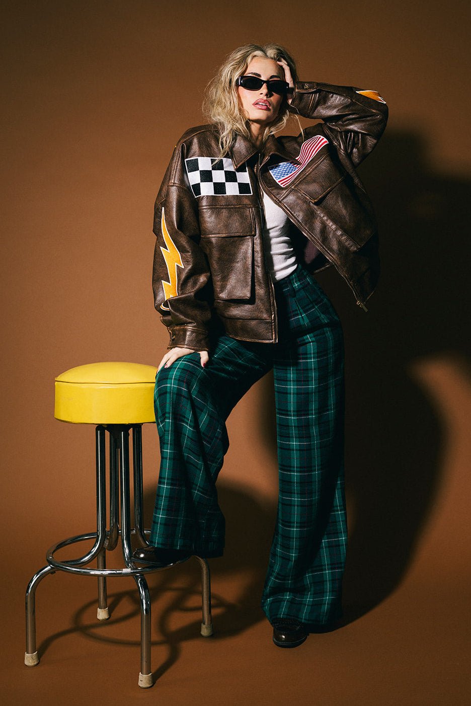 Pit Crew Vegan Leather Bomber Jacket - Dressed in Lala