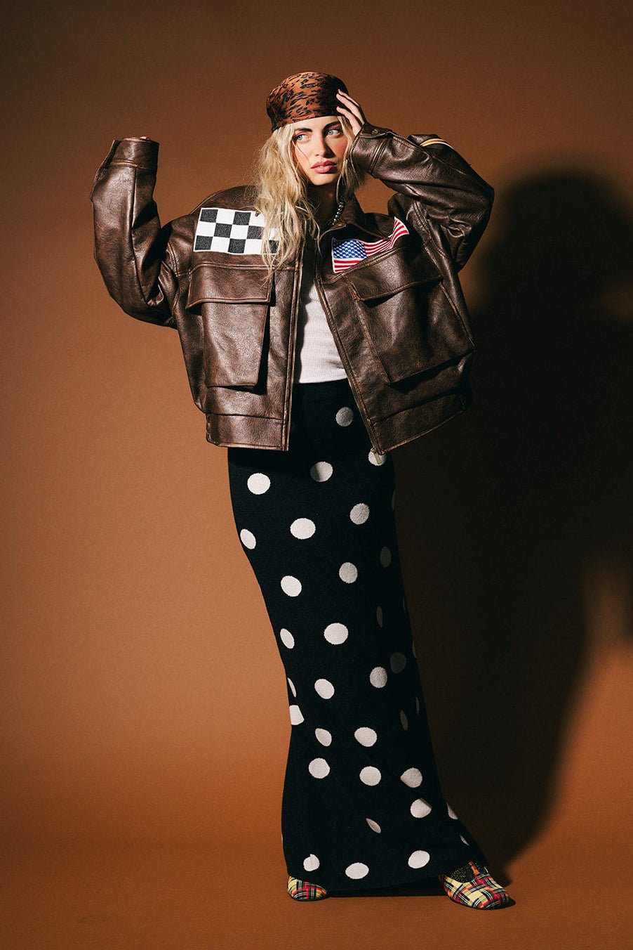 Pit Crew Vegan Leather Bomber Jacket - Dressed in Lala