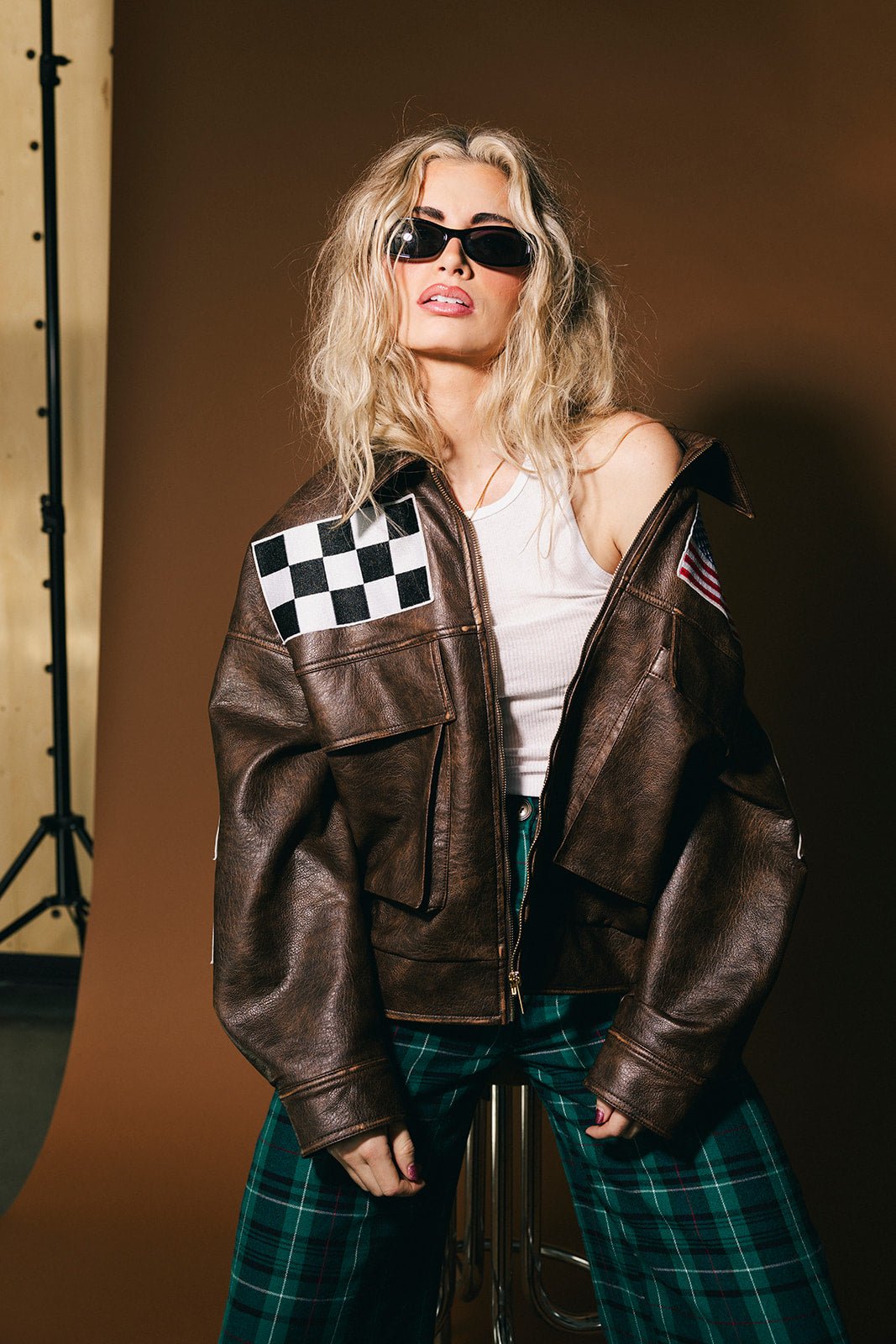 Pit Crew Vegan Leather Bomber Jacket - Dressed in Lala