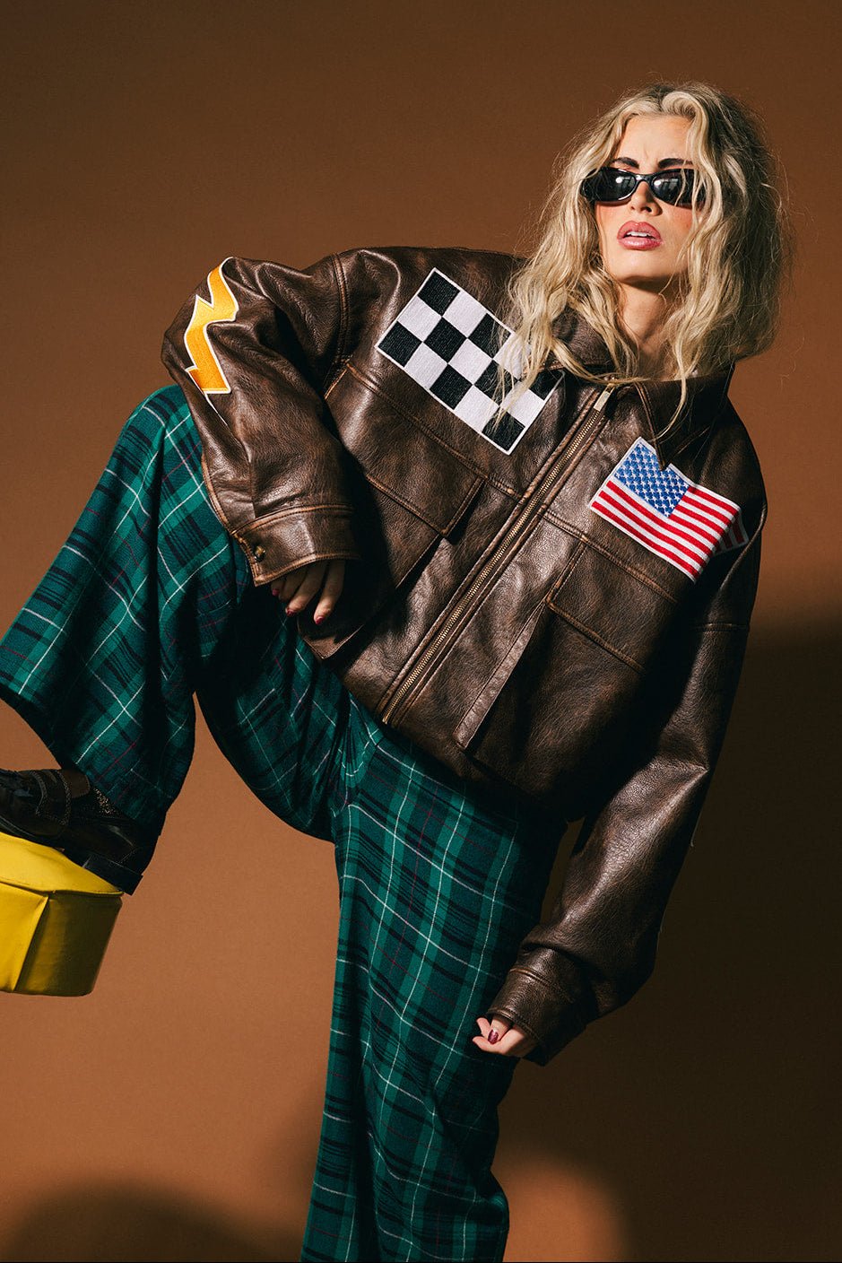 Pit Crew Vegan Leather Bomber Jacket - Dressed in Lala