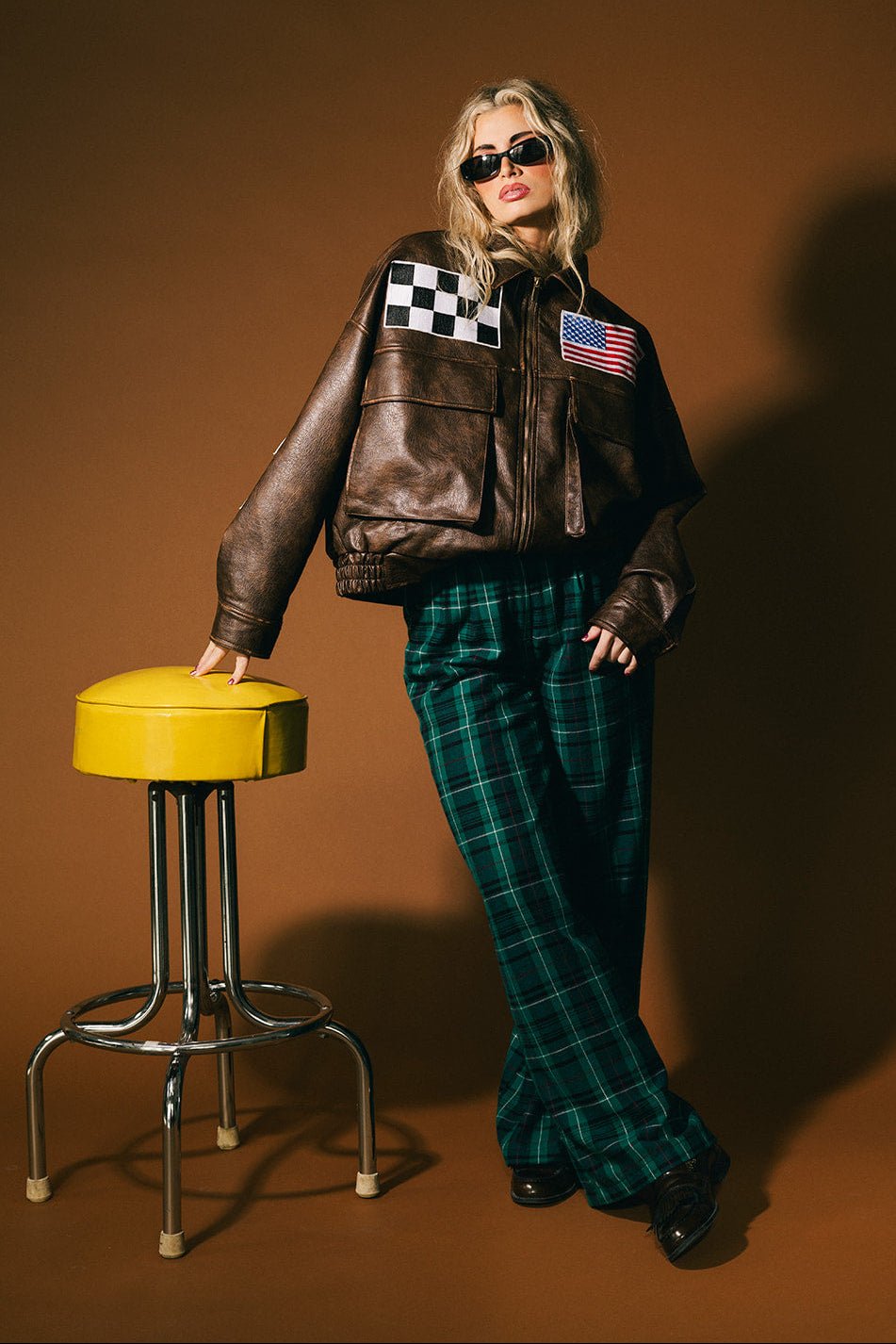 Pit Crew Vegan Leather Bomber Jacket - Dressed in Lala